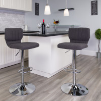 Flash Furniture CH-132330-BKFAB-GG Contemporary Black Fabric Adjustable Height Barstool